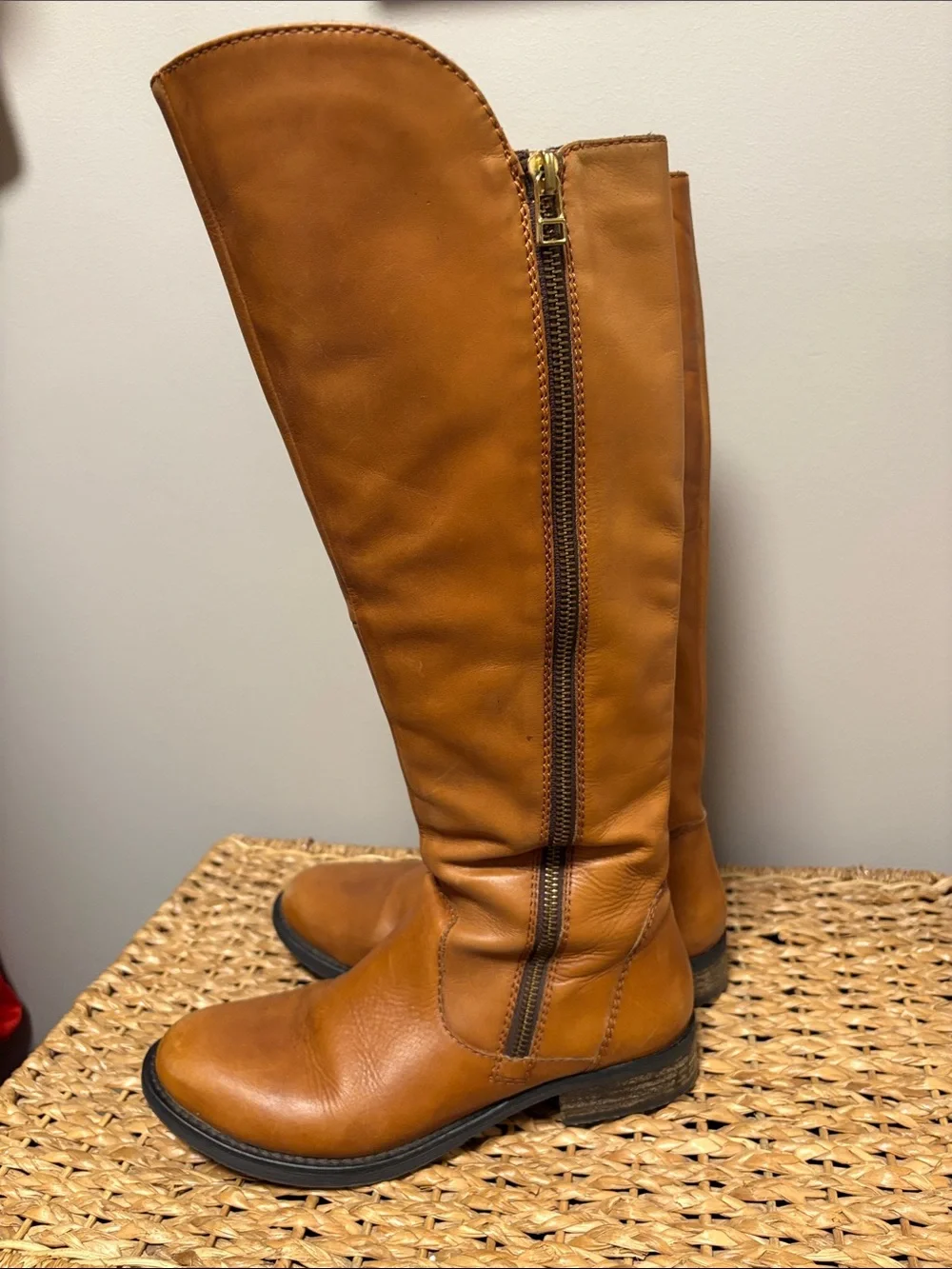Steve Madden Tall Over-the-Knee Leather Boots in Cognac
